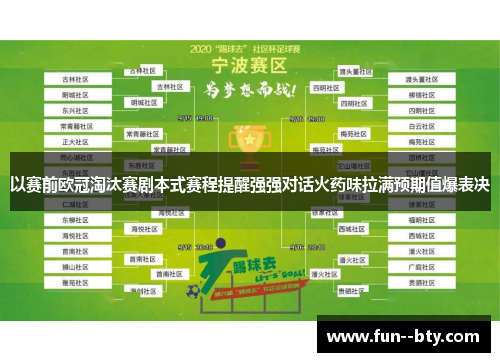 以赛前欧冠淘汰赛剧本式赛程提醒强强对话火药味拉满预期值爆表决 以赛前欧冠淘汰赛剧本式赛程提醒强强对话火药味拉满预期值爆表决